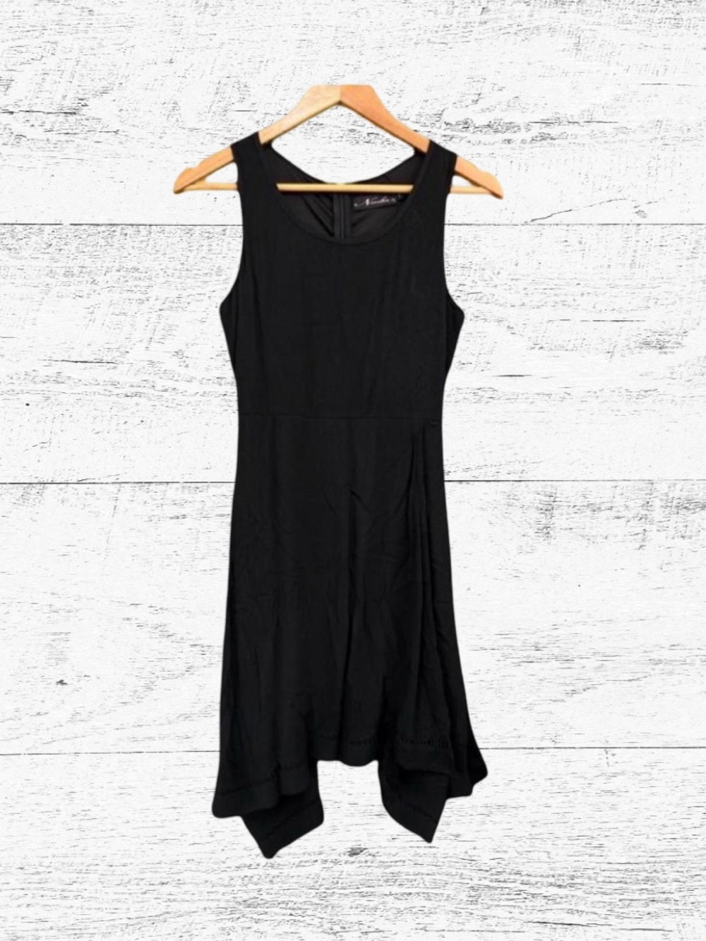 Neesha Black Asymmetrical A-line Halter Mini Dress